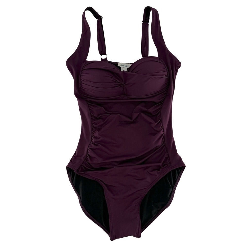 Sundance One Piece Swimsuit Ruched Plum Purple Sz Sm Beach Boho Mature